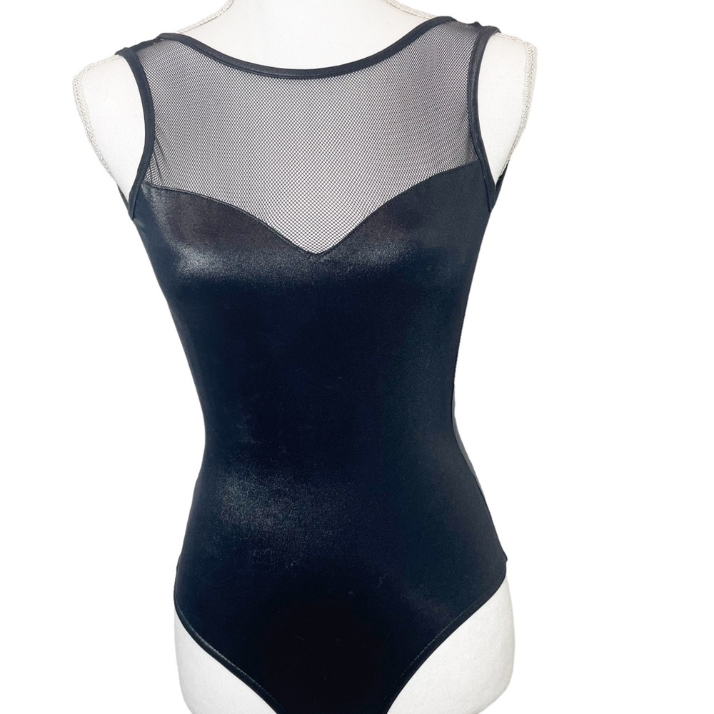 Blackmilk sweat heart mesh fish neck high neck open back bodysuit